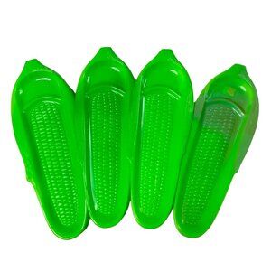 Beacon Plastic Corn on the Cob Trays Lime Green Plates Vintage Retro Set of 4 u